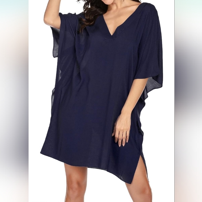 Ekouaer Women's Navy Blue Swimsuit Coverup Bathing Suit Cover Ups Size Large Nwt